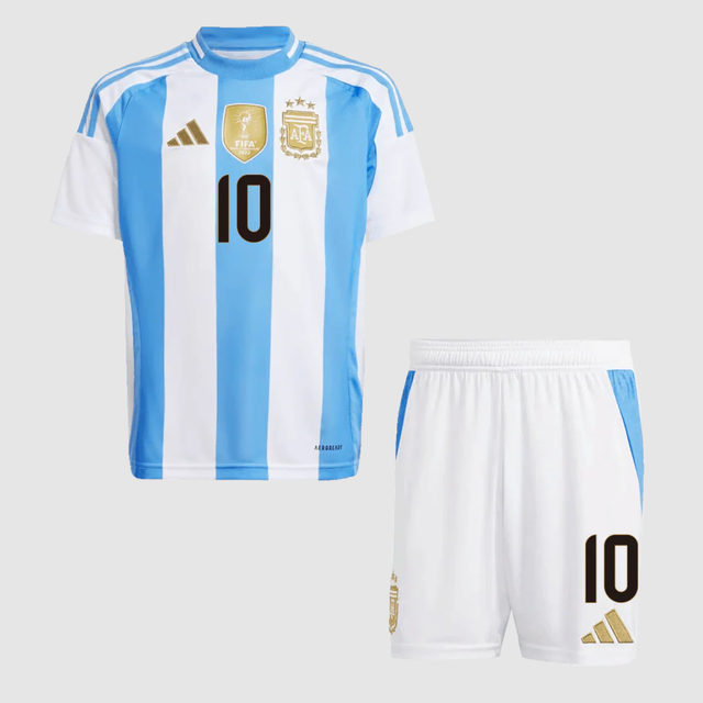 Kids MESSI #10 Argentina Home Soccer Jersey Kit (Jersey+Shorts) 2024