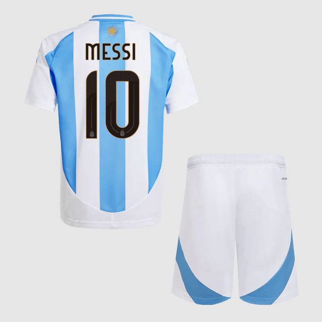 Kids MESSI #10 Argentina Home Soccer Jersey Kit (Jersey+Shorts) 2024