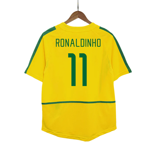 RONALDINHO #11 Brazil Retro Jersey Home Soccer Shirt 2002/03