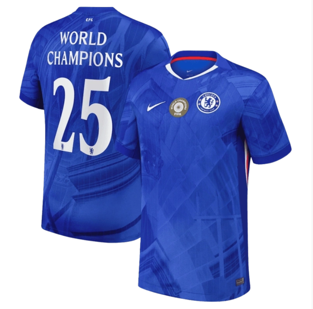 Chelsea Cup Dri FIT ADV home jersey for 2025-26 season -World Champion 25 badge
