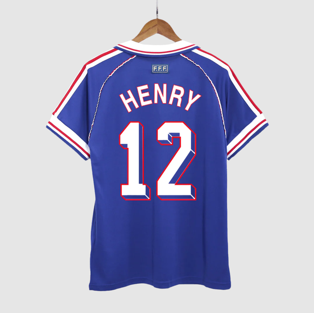 Retro HENRY #12 1998 France World Cup Home Soccer Jersey