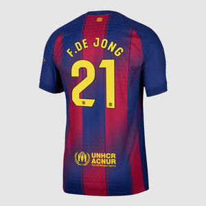 F.DE JONG #21 Barcelona Home Soccer Jersey 2025/26
