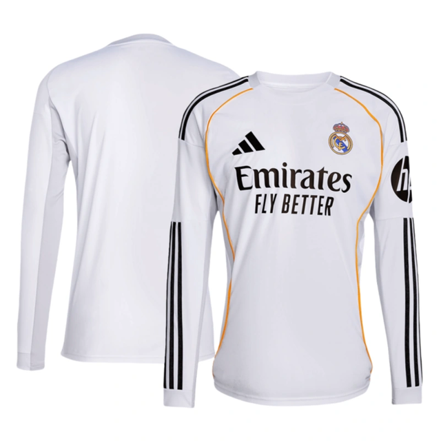 Real Madrid Long Sleeve Jersey Home Football Shirt 2025-26 Fan version