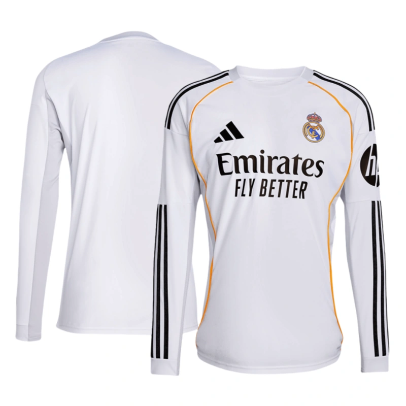 Real Madrid Long Sleeve Jersey Home Football Shirt 2025-26 Fan version