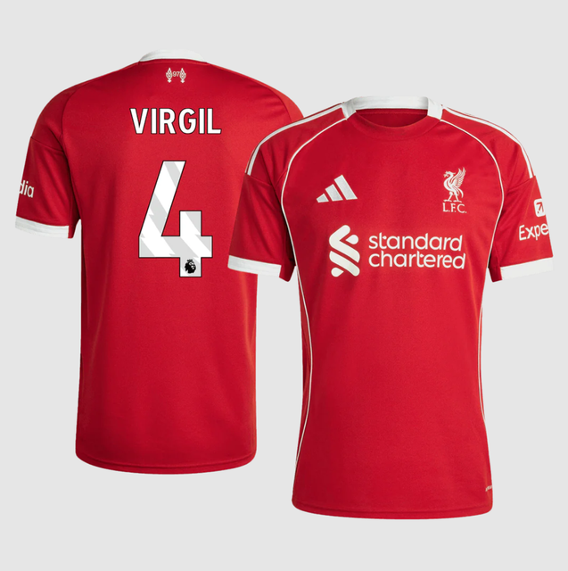 VIRGIL #4 Liverpool Home Soccer Jersey 2025/26