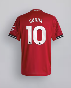 Cunha #10 Manchester United Home Authentic Soccer Jersey 2025/26