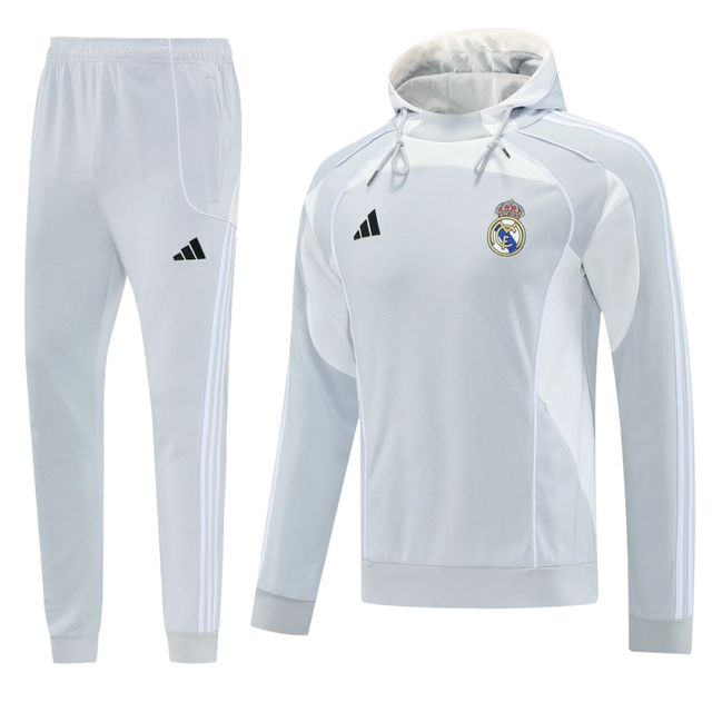 Real Madrid Training Kit Light Grey 2025-26 (Jacket+Pants)