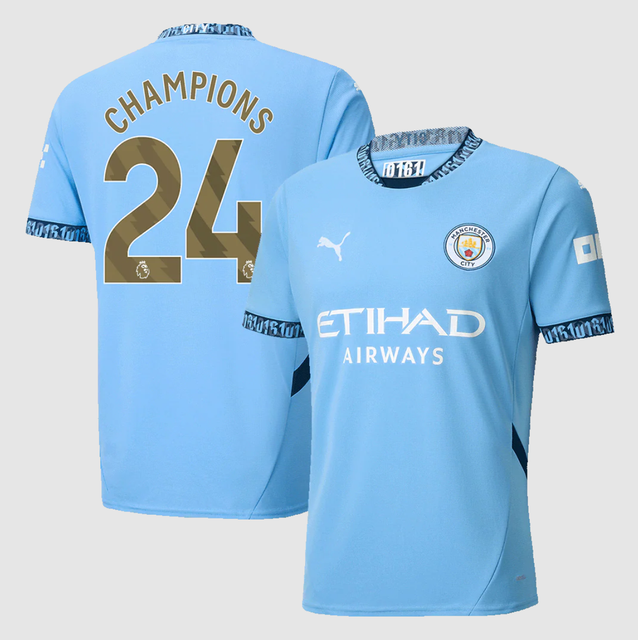 CHAMPIONS #24 Manchester City Home Soccer Jersey 2024/25