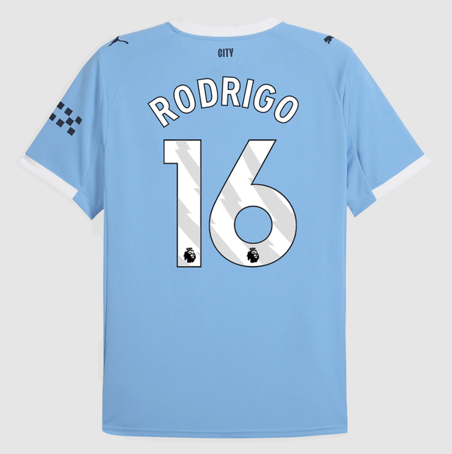 RODRIGO #16 Manchester City Home Soccer Jersey 2025/26 Blue