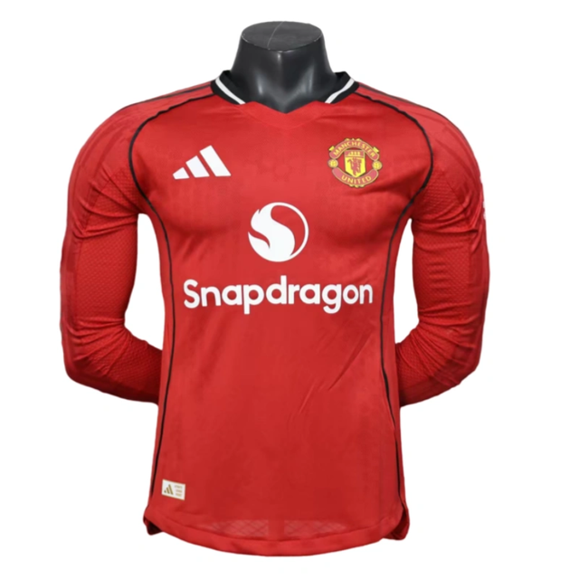 Manchester United Long Sleeve Jersey Home Football Shirt 2025-26-Player version