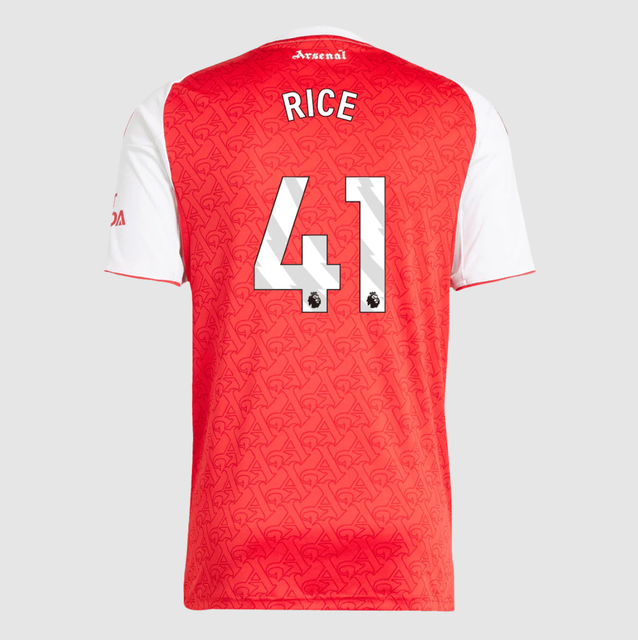 RICE #41 Arsenal Home Soccer Jersey 2025/26