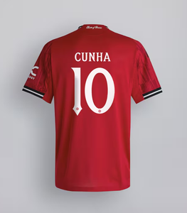Cunha #10 Manchester United Home Authentic Soccer Jersey 2025/26