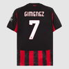 GIMENEZ #7 AC Milan Home Soccer Jersey 2025/26 Red&Black