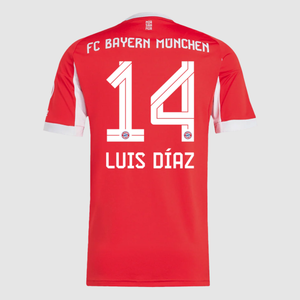 LUIS DÍAZ #14 Bayern Munich Home Soccer Jersey 2025/26