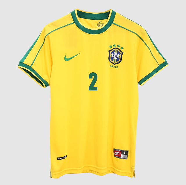 Retro Jersey CAFU #2 Brazil Home Soccer Shirt 1998 -World Cup