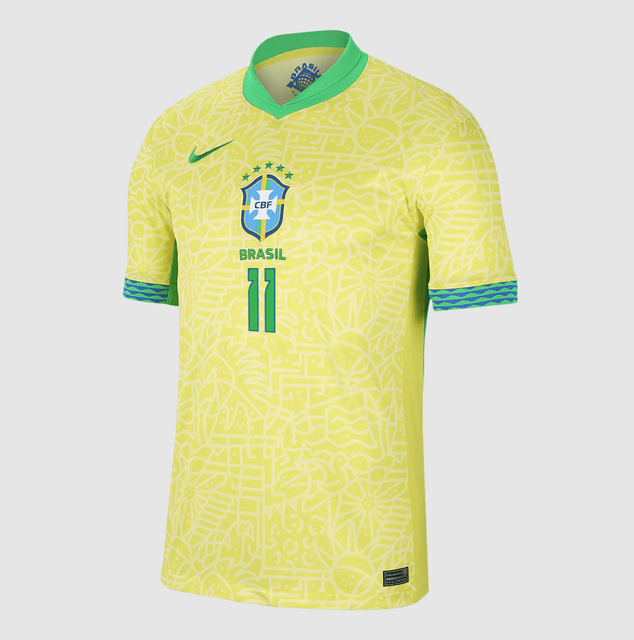 Brazil RAPHINHA #11 Soccer Jersey Home Custom Shirt 2024