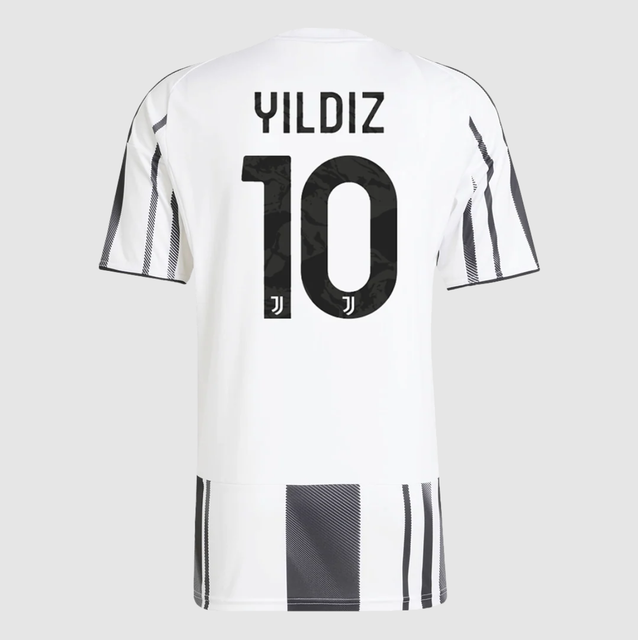 YILDIZ #10 Juventus Jeep x Visit Detroit Sponsor Home Soccer Jersey 2025/26 Black&White